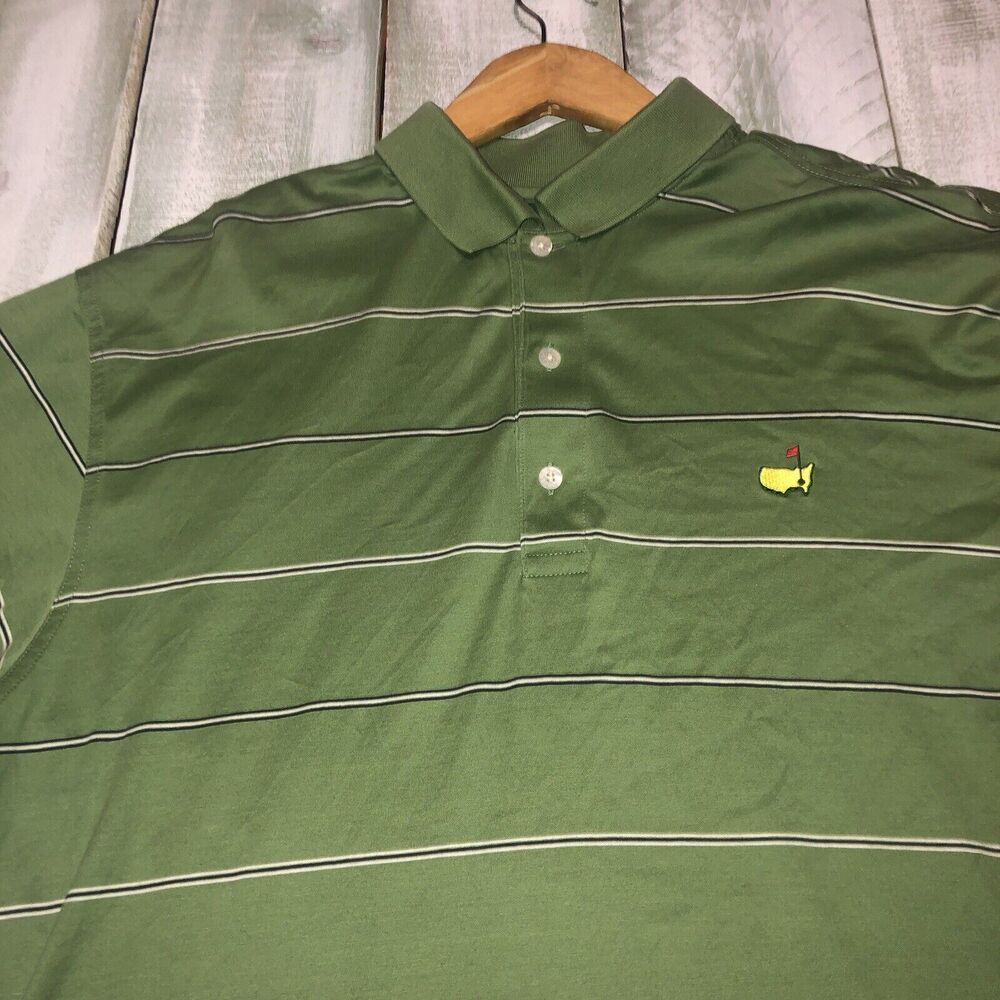 Masters Amen Corner Men's L Green Short Sleeve Pima Cotton Button Golf Polo - Picture 3 of 11